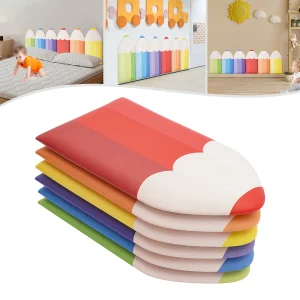 6 PCS Pencil Padded Wall Stickers, Self-Adhesive Wallpaper