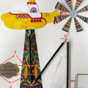 85cm Yellow Submarine Whirligig Wind Spinner Yard Decoration